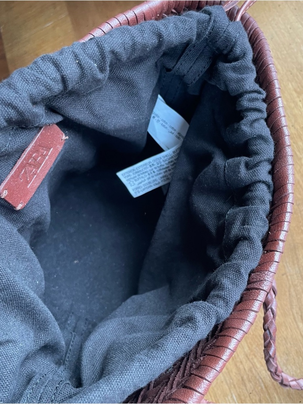 Zara Braided Woven Buffalo Leather Bucket Shoulder Bag - Brown - Picture 8 of 16